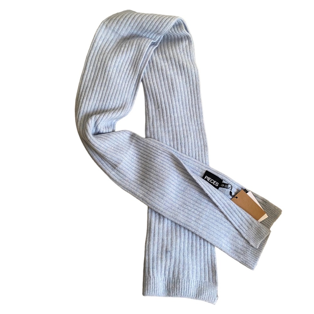 Pieces Light Blue Ribbed Scarf - Picture 5 of 5